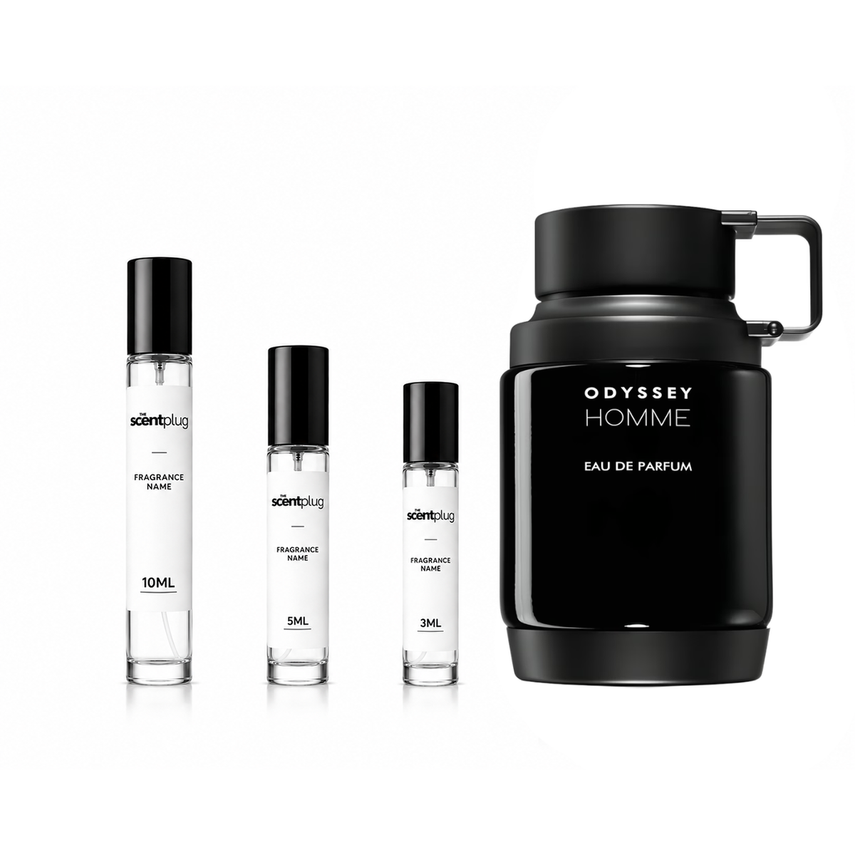 Odyssey Homme Armaf fragrance sample bottle from The Scent Plug, featuring sleek packaging and branding.