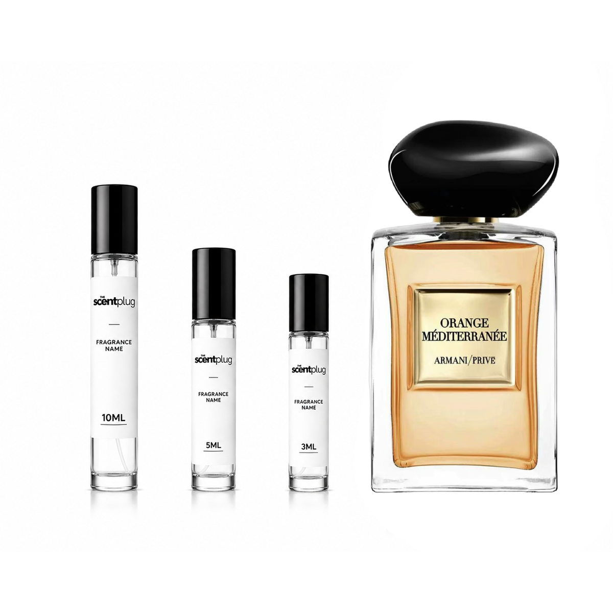 Sample of Orange Méditerranée Giorgio Armani fragrance by The Scent Plug, featuring a bright orange bottle with Mediterranean-inspired design.