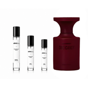 Sample of Oud Candy BORNTOSTANDOUT perfume decant by The Scent Plug, showcasing the elegant fragrance bottle and label.