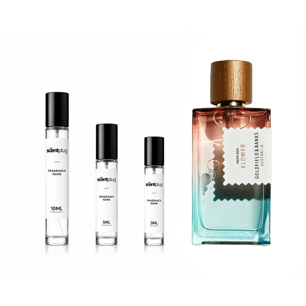 Sample decant of Pacific Rock Flower Goldfield perfume by Banks Australia from The Scent Plug, showing the fragrance bottle.