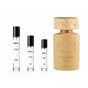 Panache Angel Dust Khadlaj perfume decant sample from The Scent Plug, featuring a clear glass bottle with a silver cap.