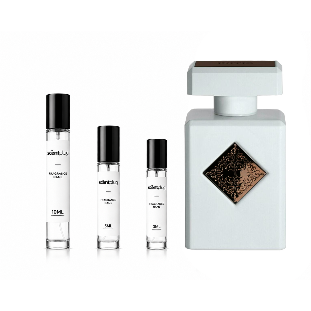 Sample of Paragon Initio Parfums Prives fragrance decant from The Scent Plug, showcasing the small perfume vial and packaging.