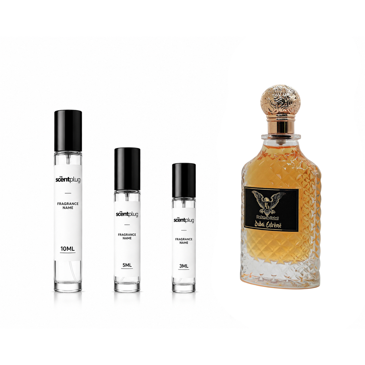 Sample of The Scent Plug Parfum de Dubai Extreme Extrait De Parfum, showcasing the elegant perfume bottle and packaging.
