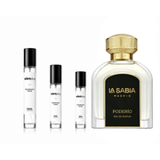 Decant of Poderío La Sabia fragrance by The Scent Plug, featuring elegant packaging with the perfume bottle visible.