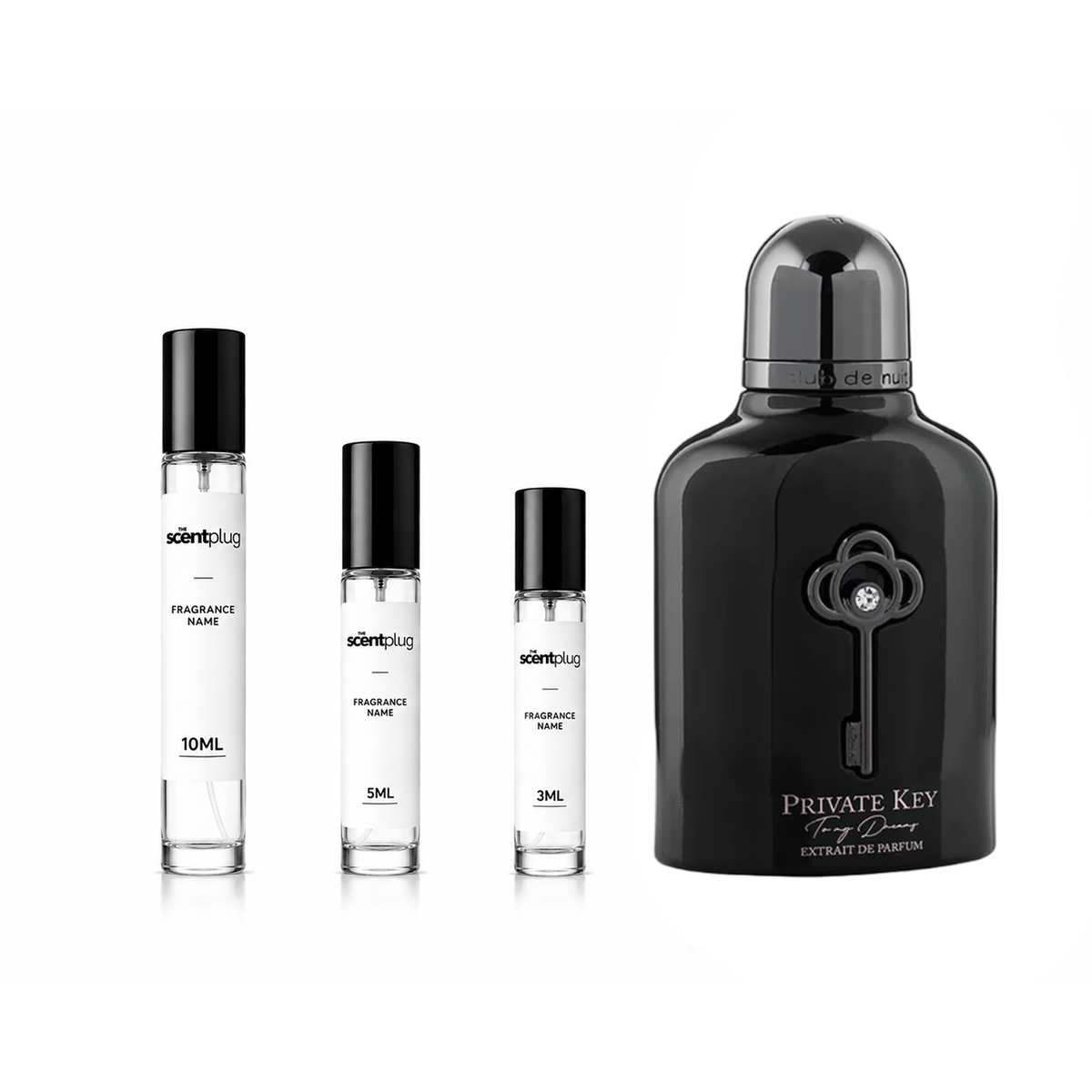 Private Key To My Dreams Armaf perfume sample by The Scent Plug, showcasing the decant bottle with elegant design.