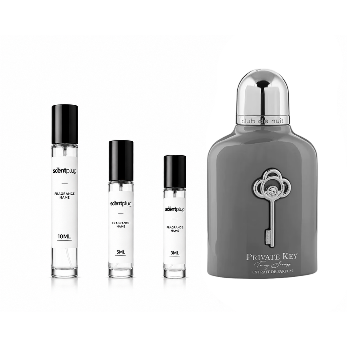 Private Key to My Success Armaf perfume decant sample by The Scent Plug, showcasing a sleek fragrance vial.