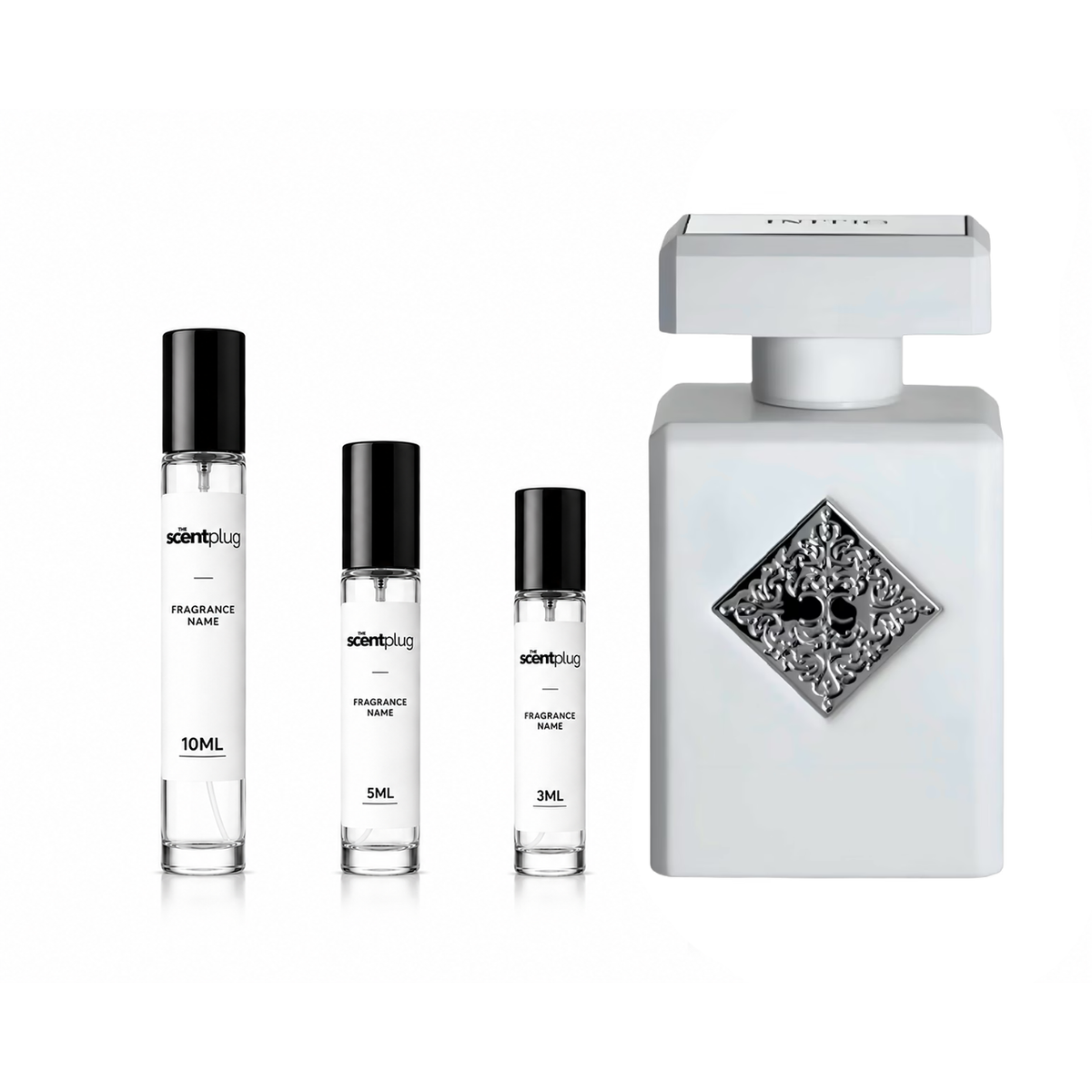 Rehab Initio Parfums Prives decant sample bottle from The Scent Plug, showcasing the elegant fragrance container and branding.