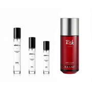Sample of Risk Comete Assaf Decant by The Scent Plug, showcasing the fragrance bottle with a sleek design and label.