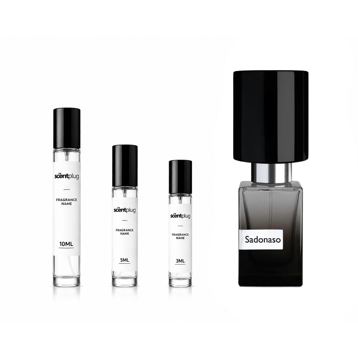 Sadonaso Nasomatto Decant sample bottle with elegant packaging and branding for the luxury fragrance by Nasomatto.