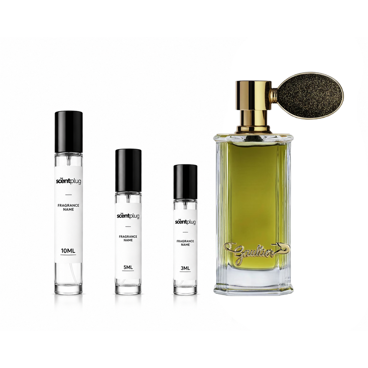 Sample of Jean Paul Gaultier Santal Paname fragrance by The Scent Plug, showcasing the decant bottle and branding.