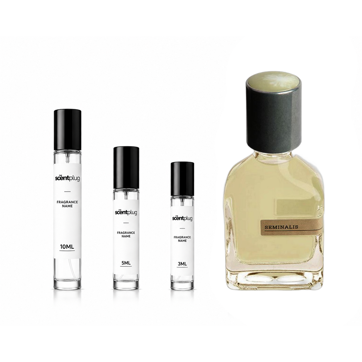 Sample of Seminalis by Orto Parisi, showing the fragrance bottle with minimalist design and branding details.