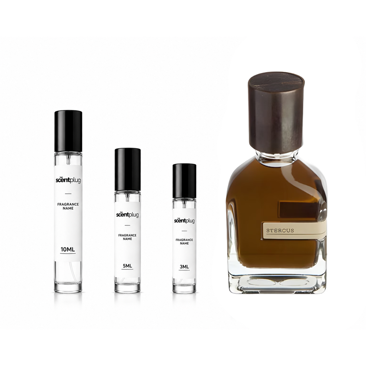 Sample of Stercus Orto Parisi Decant perfume by The Scent Plug, showcasing the elegant bottle design and branding.