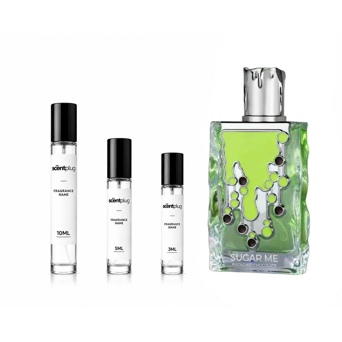 Sample of Sugar Me Pistachio Chocolate Maison Alhambra decant by The Scent Plug, showcasing the luxurious pistachio chocolate scent.