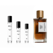 Decant of Sunset Hour Dark Peach Goldfield fragrance by Banks Australia, with warm peach and gold notes in a sample bottle.