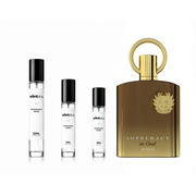 Sample of Supremacy in Oud Afnan perfume decant by The Scent Plug, featuring a sleek bottle with elegant design and label.