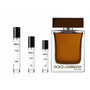 Sample of The One Pour Homme Eau de Parfum by Dolce&Gabbana in a decant bottle, showcasing the sleek design and branding.