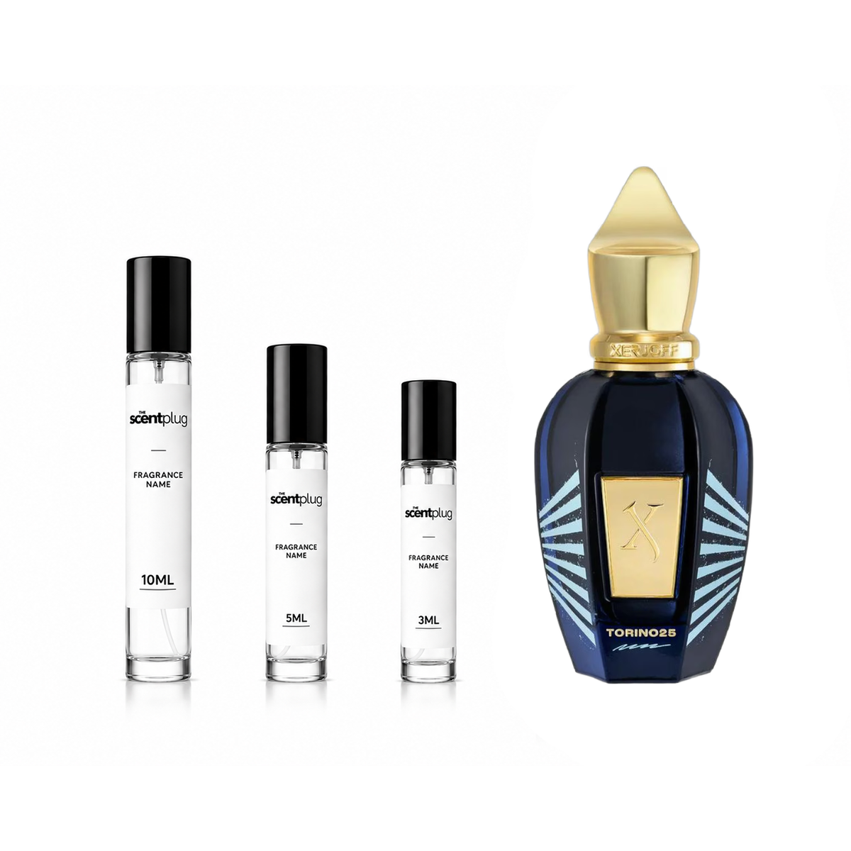 Torino25 Xerjoff fragrance sample decant by The Scent Plug, showcasing the elegant bottle and scent profile.