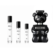 Toy Boy Moschino fragrance sample bottle by The Scent Plug, featuring the distinctive toy boy design and colorful packaging.
