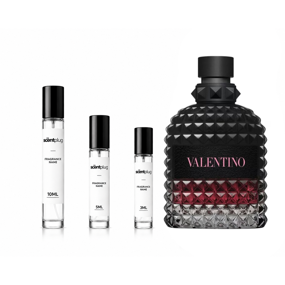 Sample of Valentino Uomo Born in Roma Intense perfume by Valentino, showcasing the stylish fragrance bottle and packaging.
