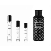Vanguard MAISON ASRAR decant sample by The Scent Plug, featuring a sleek glass container with a black cap.