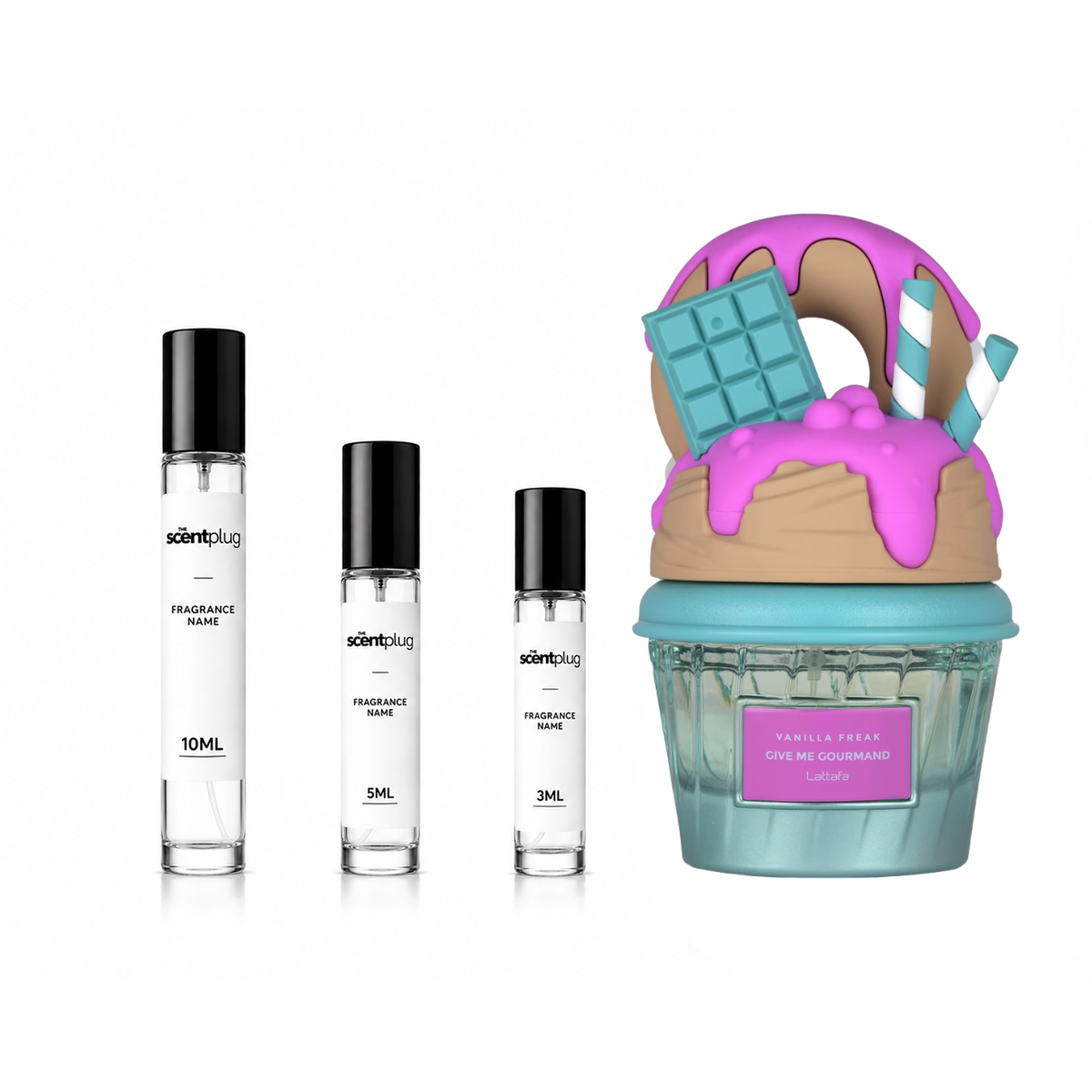 Decant of Vanilla Freak Lattafa Perfumes by The Scent Plug, showcasing the perfume bottle with a vanilla-themed design.