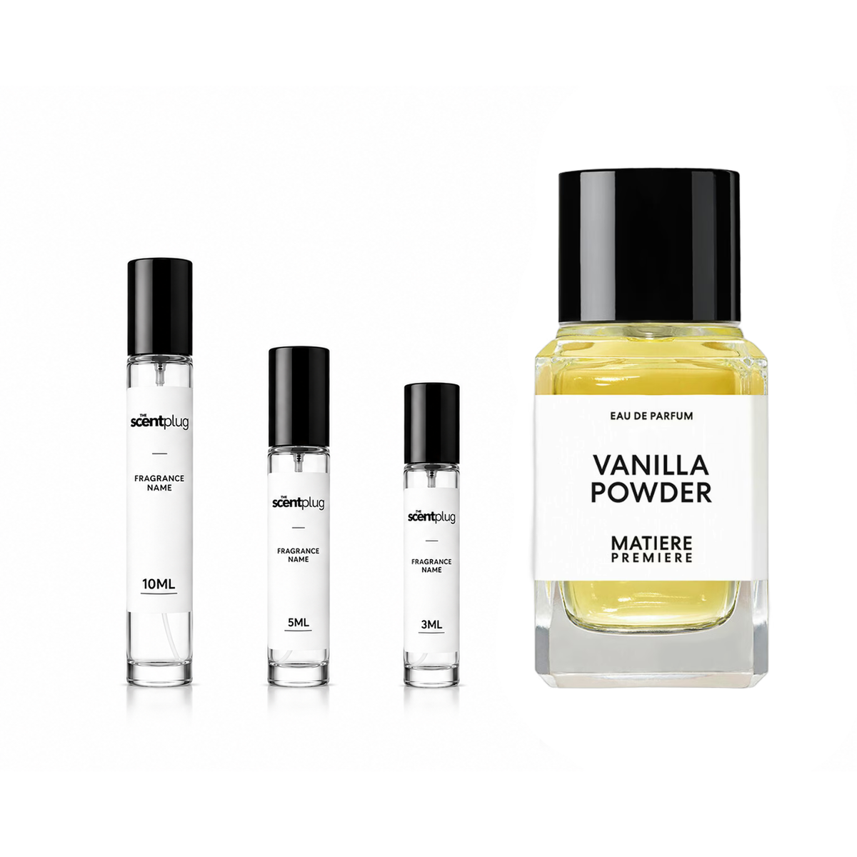 Sample of vanilla powder from The Scent Plug, showcasing fine, fragrant vanilla flavor for use in fragrance or culinary applications.