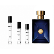 Versace Pour Homme Dylan Blue fragrance sample by The Scent Plug, showing the decant bottle with blue liquid and branding.