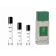 Vibration Bujairami decant sample from The Scent Plug, showcasing a sleek glass bottle with a decorative cap.