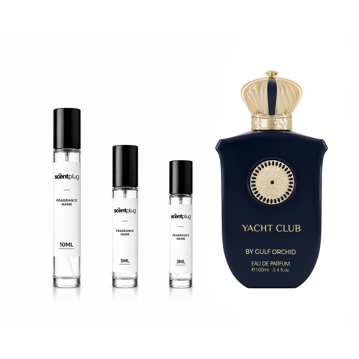 Sample bottle of Yacht Club Gulf Orchid decant by The Scent Plug, showcasing the perfume's elegant orchid fragrance.