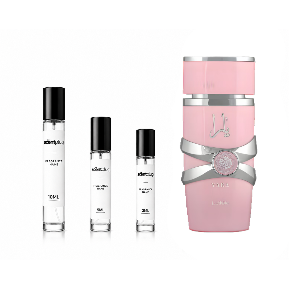 Yara Lattafa Perfumes decant sample bottle from The Scent Plug, showcasing the elegant packaging and fragrance label.