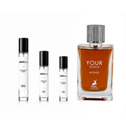Sample of Your Touch Intense Maison Alhambra perfume decant by The Scent Plug, showing the small glass vial with fragrance.
