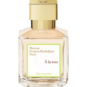Maison Francis Kurkdjian À la Rose Eau De Parfum tester bottle with elegant floral design and soft pink accents.