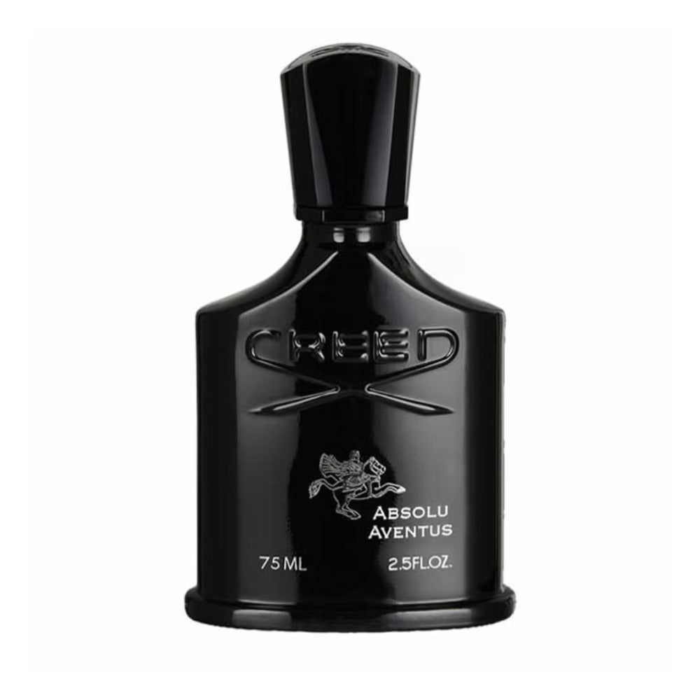 Creed Aventus Absolu Eau De Parfum bottle with elegant label and cap, displayed on a neutral background.