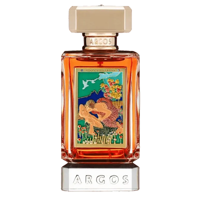 Argos Adonis Awakens Eau De Parfum bottle with elegant packaging and fragrance details.