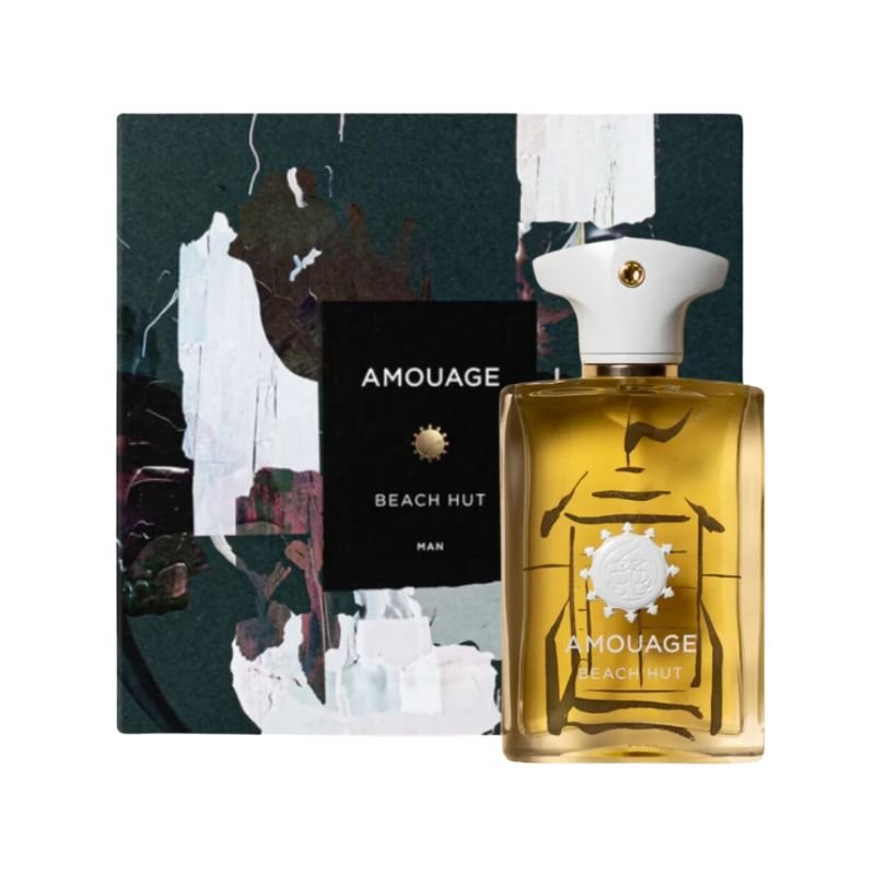 Amouage Beach Hut Man Eau de Parfum spray in 3.4 oz/100ml bottle, featuring a luxurious fragrance for men.