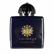 Amouage Interlude Woman Eau de Parfum spray bottle, 3.4 oz (100 ml), showcasing elegant packaging and fragrance details.