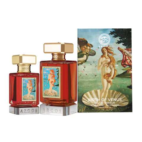 Argos Birth of Venus Eau de Parfum bottle with elegant design, reflecting the artistic inspiration behind the fragrance.