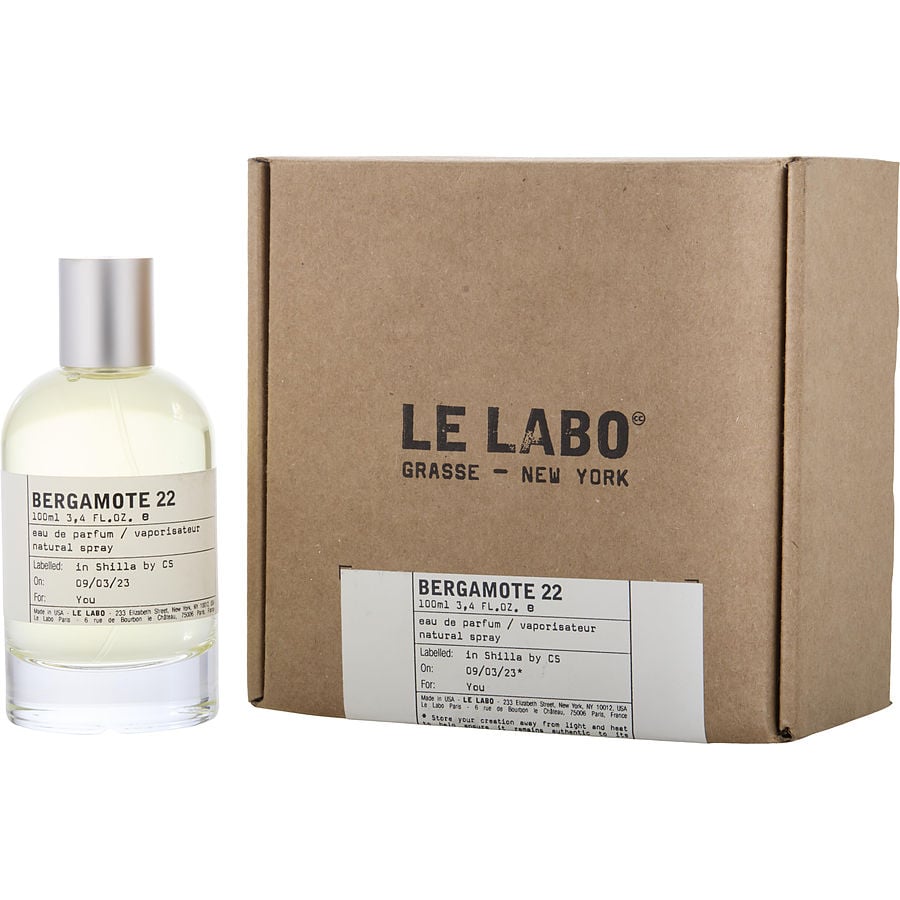 Le Labo Bergamote 22 Eau de Parfum tester bottle with minimalist design and clear label, shown on a neutral background.