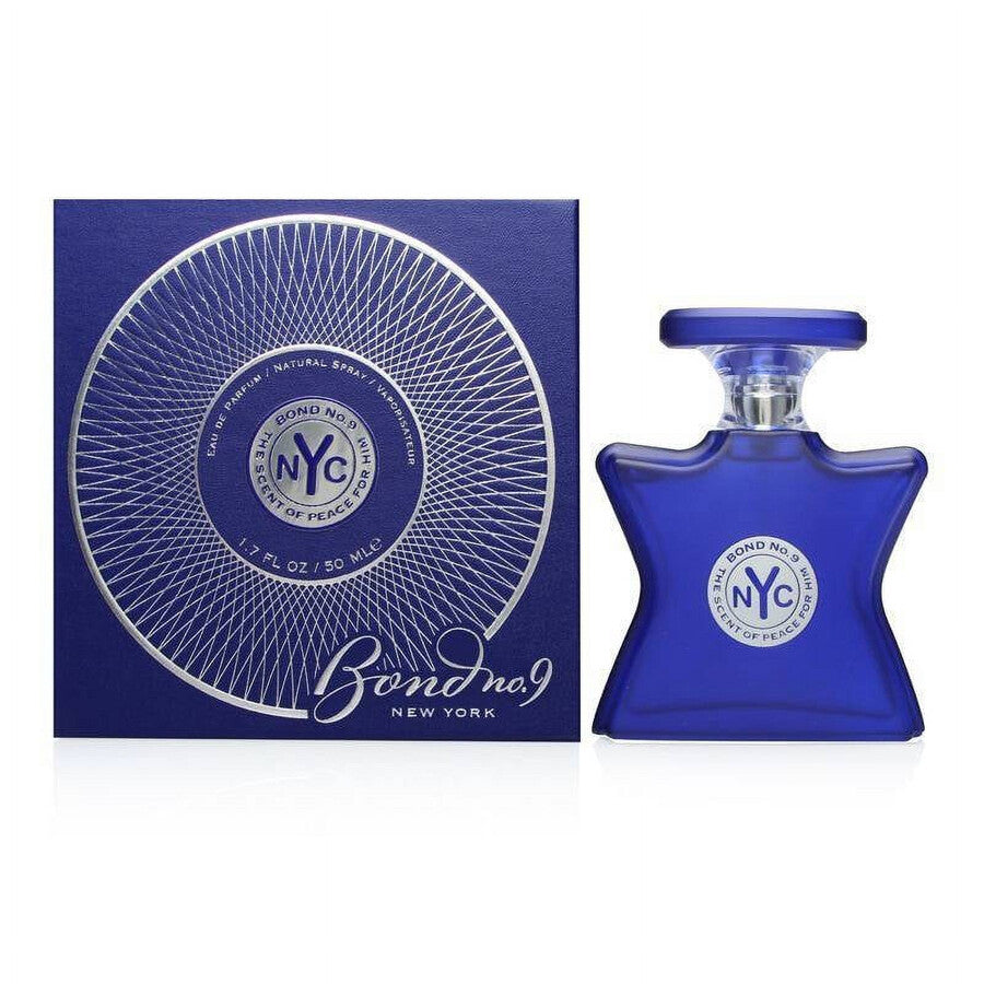 Bond No. 9 Scent of Peace for Him Eau de Parfum spray in 3.4 oz bottle, stylish fragrance bottle with elegant design