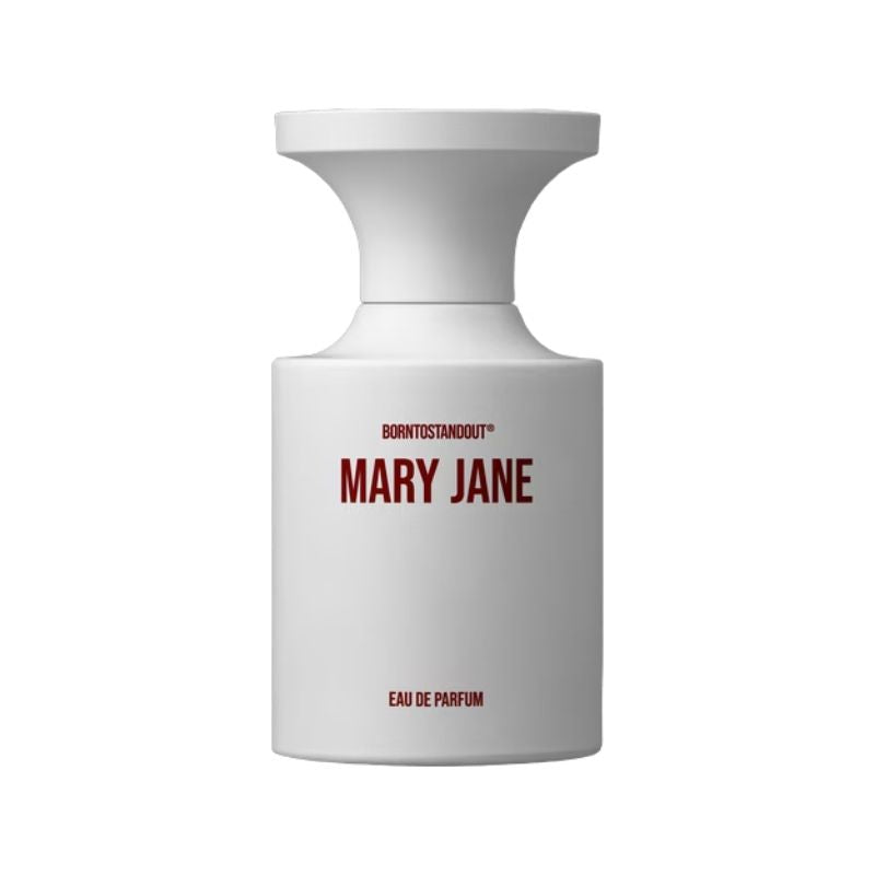 BORNTOSTANDOUT Mary Jane Eau de Parfum spray bottle, 1.7 oz, elegant fragrance packaging with floral and sweet notes