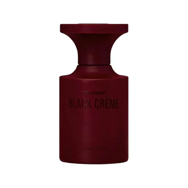 BORNTOSTANDOUT Black Crème Extrait de Parfum spray bottle, 1.7 oz (50ml), elegant black fragrance packaging.