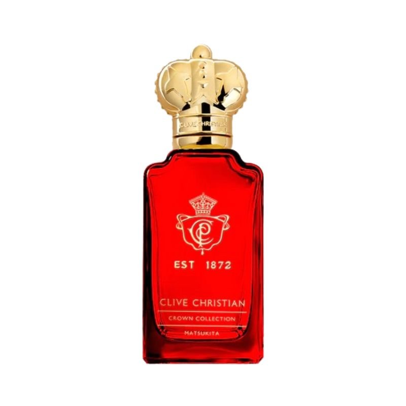 Clive Christian Matsukita Eau de Parfum spray bottle, 1.7 oz, elegant fragrance bottle with intricate design