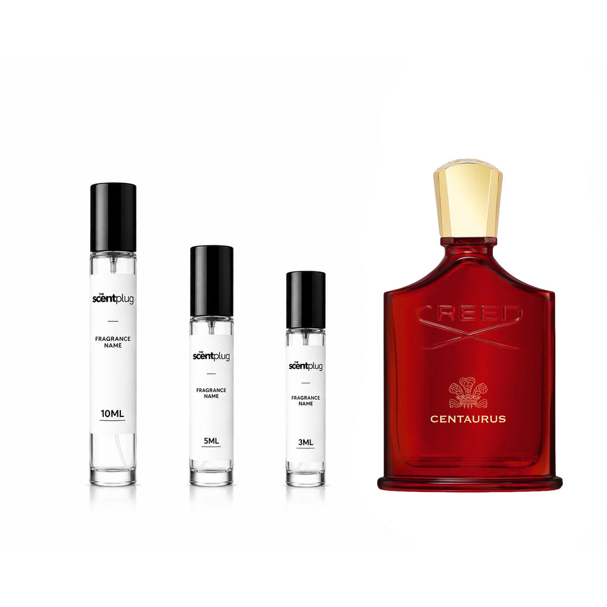 Creed Centaurus decant sample from The Scent Plug, showcasing a small glass vial of the luxury fragrance.