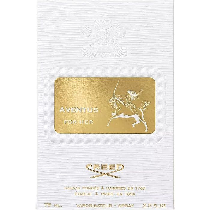 Creed Aventus for Her Eau de Parfum spray bottle, 2.5 oz (75 ml), elegant fragrance with floral and fruity notes.