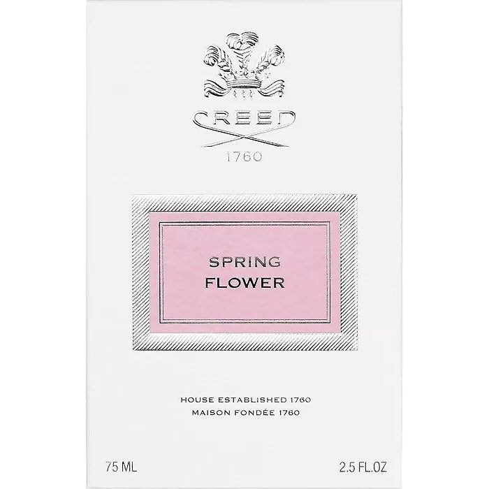 Creed Spring Flower Eau de Parfum spray bottle, 2.5 oz (75ml), elegant floral fragrance with a sleek glass design.