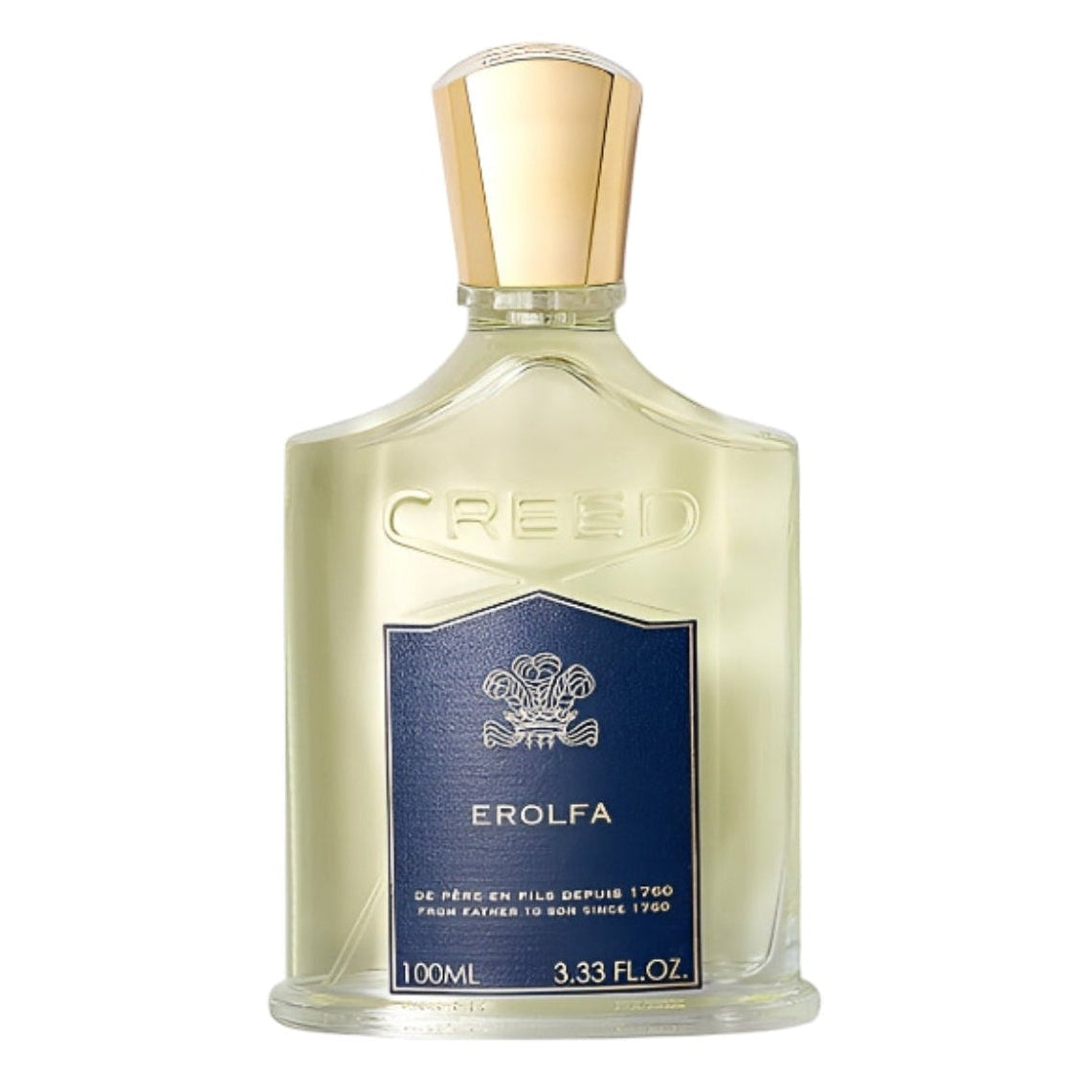 Creed Erolfa Eau de Parfum spray bottle, 3.4 oz, with a sleek design and elegant packaging.