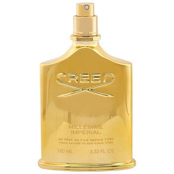 Creed Millesime Imperial Eau de Parfum spray bottle, 3.4 oz, tester with blue cap, elegant packaging and label visible.