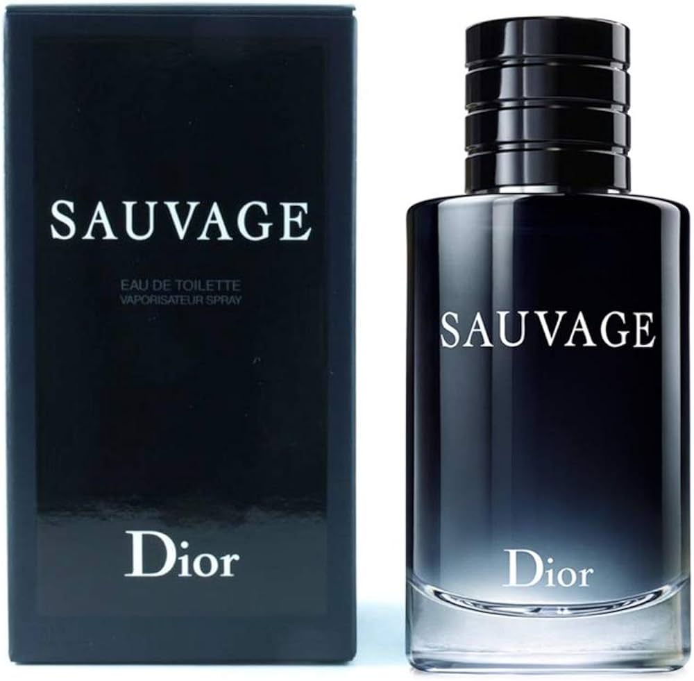 Dior Sauvage Eau de Toilette bottle with dark blue glass and silver cap, showcasing its sleek design.