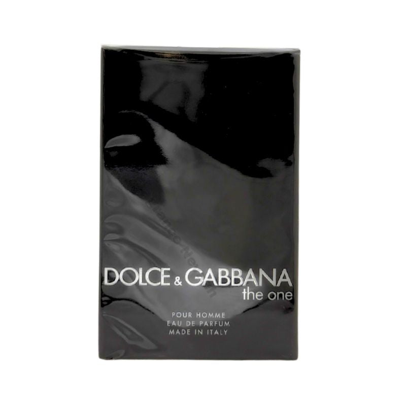 Dolce & Gabbana The One Pour Homme Eau de Parfum spray bottle, 3.4 oz (100ml), with sleek packaging and elegant design.