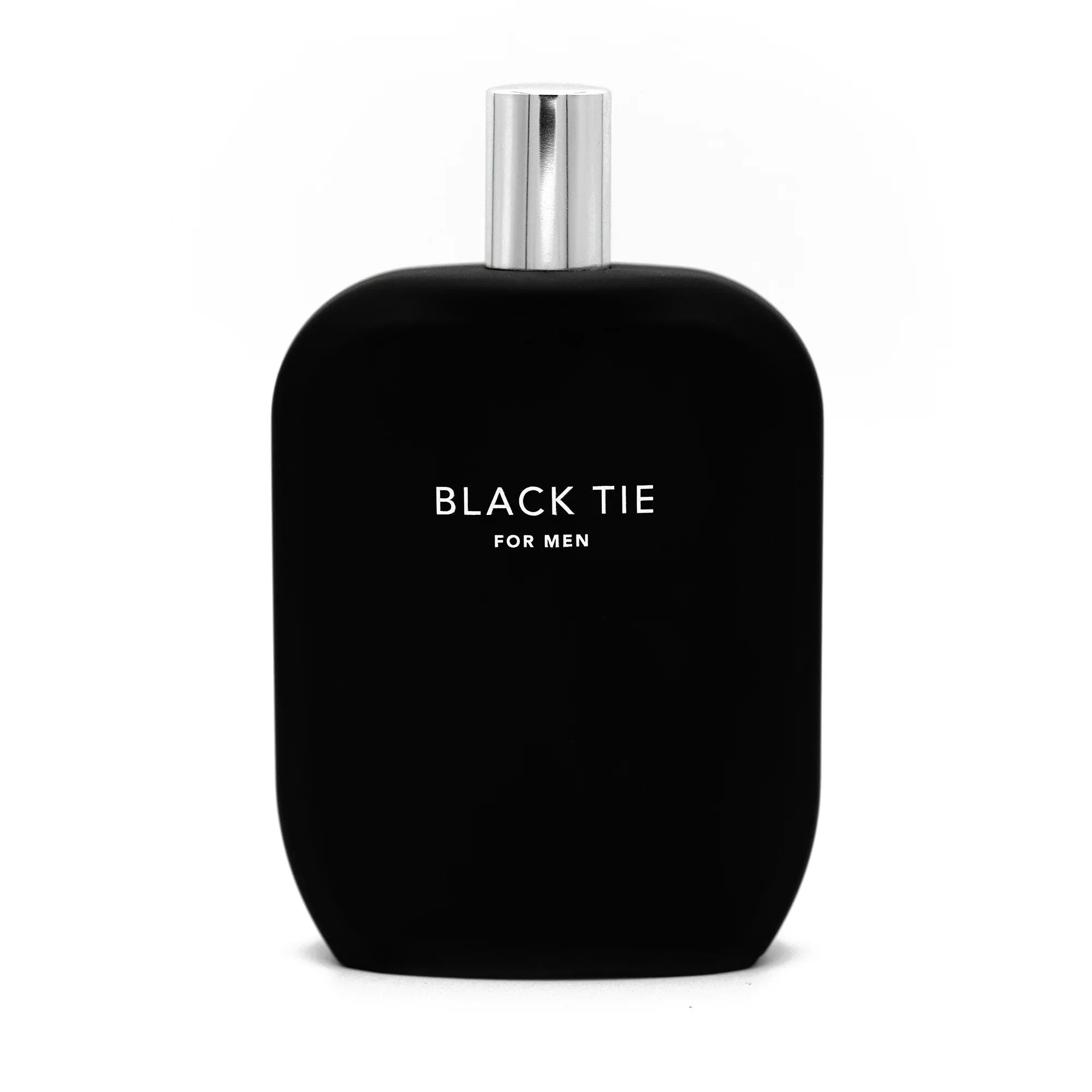 Fragrance One Black Tie Extrait de Parfum spray in 3.4 oz bottle, elegant glass container with black accents.